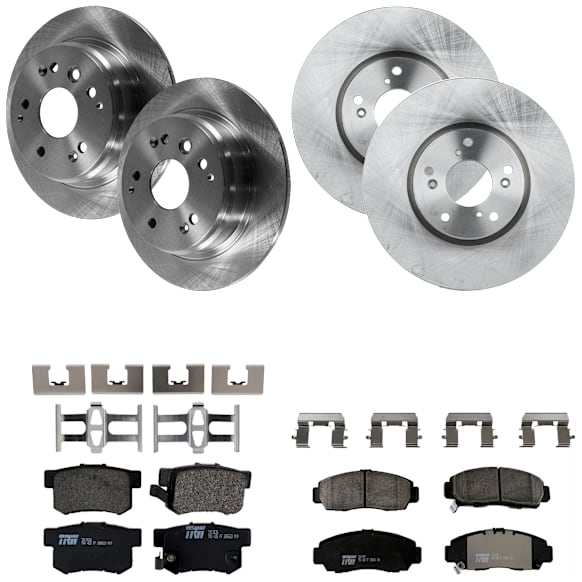KIT-073024-397 4-Wheel Set Front and Rear Brake Disc and Pad Kit, Plain Surface 5 Lugs Front-309.88 mm/Rear-281.94 mm Ceramic, Includes (4) Brake Disc and (2) Brake Pad Set