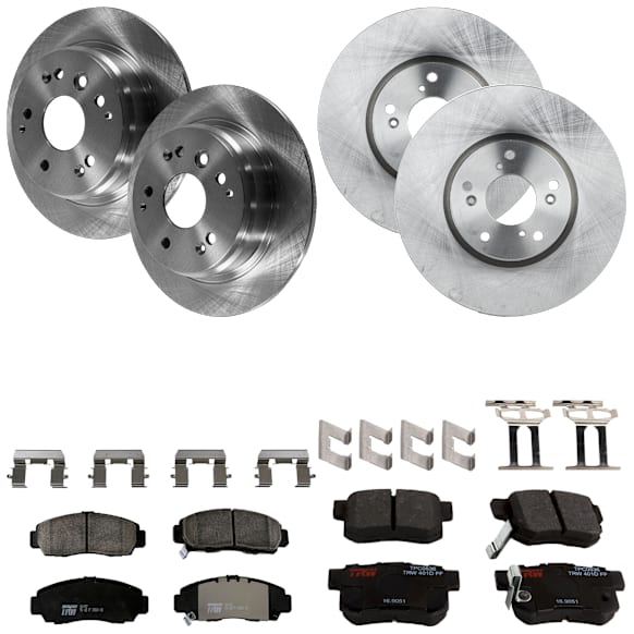KIT-073024-403 4-Wheel Set Front and Rear Brake Disc and Pad Kit, Plain Surface 5 Lugs Front-309.88 mm/Rear-281.94 mm Ceramic, Includes (4) Brake Disc and (2) Brake Pad Set
