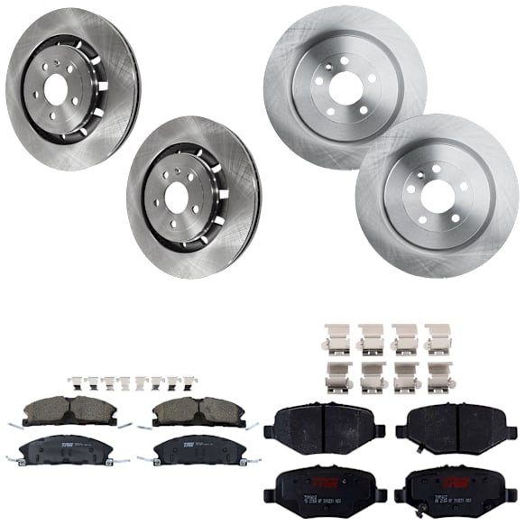 KIT-073024-4962 Front and Rear Brake Disc and Pad Kit, Plain Surface, 5 Lugs, Front and Rear-352.04 mm, Front-Ceramic/Rear-Semi-Metallic