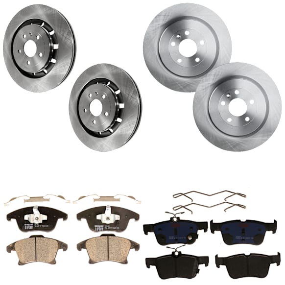 KIT-073024-4988 Front and Rear Brake Disc and Pad Kit, Plain Surface, 5 Lugs, Front and Rear-352.04 mm, Front-Ceramic/Rear-Semi-Metallic