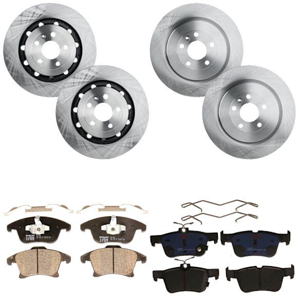 KIT-073024-5004 Front and Rear Brake Disc and Pad Kit, Plain Surface, 5 Lugs, Front and Rear-352.04 mm, Front-Ceramic/Rear-Semi-Metallic