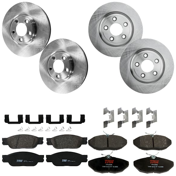 KIT-073024-5116 4-Wheel Set Front and Rear Brake Disc and Pad Kit, Plain Surface 5 Lugs Front-299.97 mm/Rear-288.04 mm Semi-metallic, Includes (4) Brake Disc and (2) Brake Pad Set