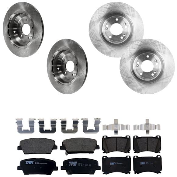 KIT-073024-5612 Front and Rear Brake Disc and Pad Kit, Plain Surface, 5 Lugs, Front-329.95 mm/Rear-313.94 mm, Front-Semi-Metallic/Rear-Ceramic