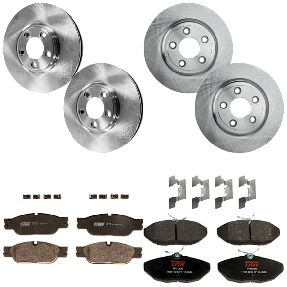 KIT-073024-6096 4-Wheel Set Front and Rear Brake Disc and Pad Kit, Plain Surface 5 Lugs Front-299.97 mm/Rear-288.04 mm Semi-metallic, Includes (4) Brake Disc and (2) Brake Pad Set