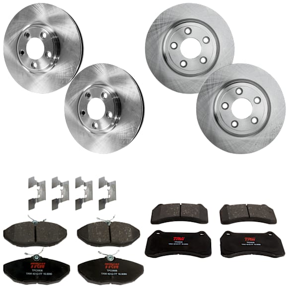 KIT-073024-6119 4-Wheel Set Front and Rear Brake Disc and Pad Kit, Plain Surface 5 Lugs Front-299.97 mm/Rear-288.04 mm Semi-metallic, Includes (4) Brake Disc and (2) Brake Pad Set