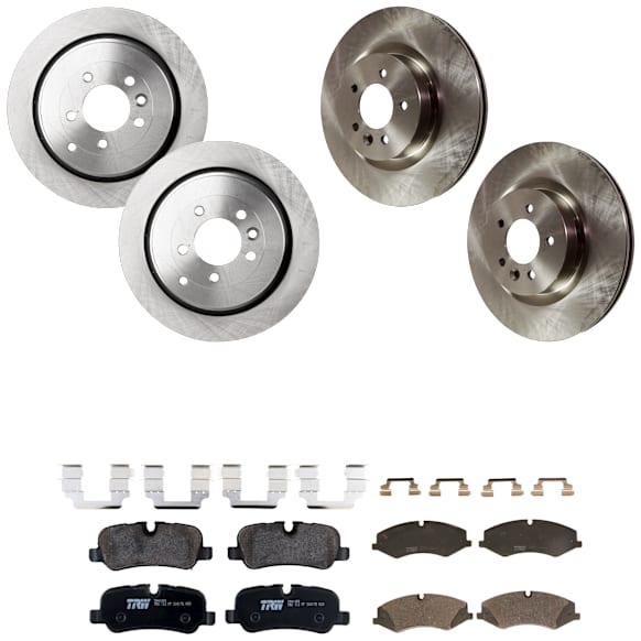KIT-073024-6841 4-Wheel Set Front and Rear Brake Disc and Pad Kit, Plain Surface 5 Lugs Front-359.92 mm/Rear-350.01 mm Semi-metallic, Includes (4) Brake Disc and (2) Brake Pad Set