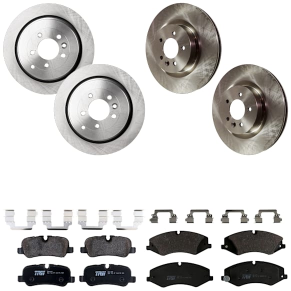 KIT-073024-6842 4-Wheel Set Front and Rear Brake Disc and Pad Kit, Plain Surface 5 Lugs Front-359.92 mm/Rear-350.01 mm Semi-metallic, Includes (4) Brake Disc and (2) Brake Pad Set