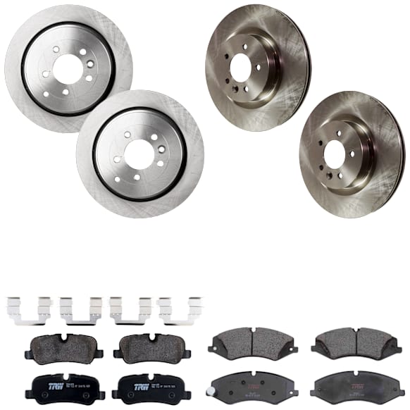 KIT-073024-6844 4-Wheel Set Front and Rear Brake Disc and Pad Kit, Plain Surface 5 Lugs Front-359.92 mm/Rear-350.01 mm Semi-metallic, Includes (4) Brake Disc and (2) Brake Pad Set