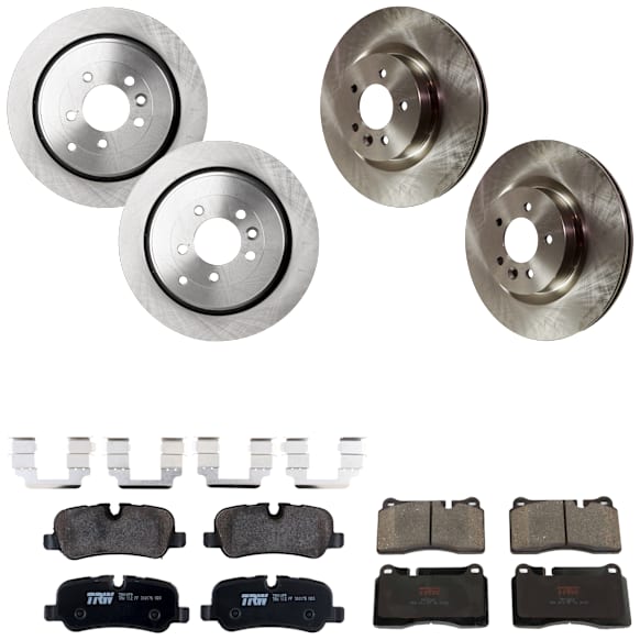 KIT-073024-6881 4-Wheel Set Front and Rear Brake Disc and Pad Kit, Plain Surface 5 Lugs Front-359.92 mm/Rear-350.01 mm Semi-metallic, Includes (4) Brake Disc and (2) Brake Pad Set