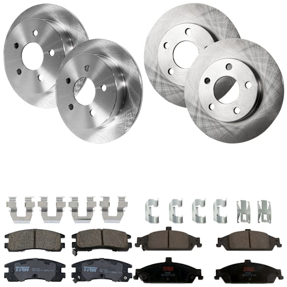 KIT-073024-8725 Front and Rear Brake Disc and Pad Kit, Plain Surface, 5 Lugs, Front and Rear-277.88 mm, Front-Semi-Metallic/Rear-Ceramic