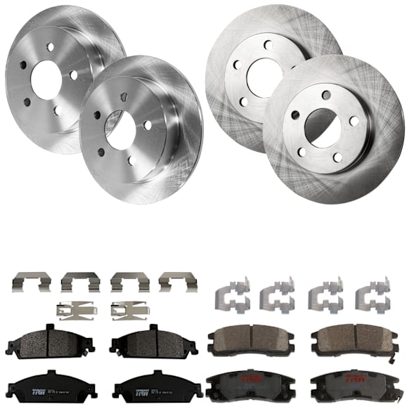 KIT-073024-8727 Front and Rear Brake Disc and Pad Kit, Plain Surface, 5 Lugs, Front and Rear-277.88 mm, Front-Semi-Metallic/Rear-Ceramic