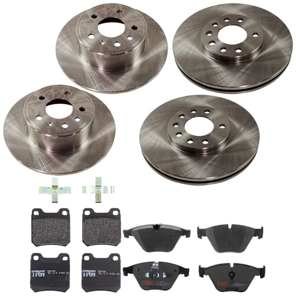 KIT-073024-9061 4-Wheel Set Front and Rear Brake Disc and Pad Kit, Plain Surface 5 Lugs Front-288.04 mm/Rear-286 mm Semi-metallic, Includes (4) Brake Disc and (2) Brake Pad Set