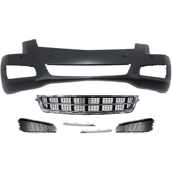2013 Cadillac ATS - 6-Piece Kit Front Primed Bumper Cover, Includes (1) Bumper Cover, (1) Bumper Grille, (2) Fog Light Cover, and (2) Fog Light Trim