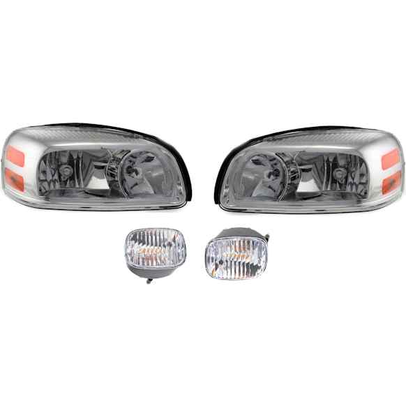 4-Piece Kit Driver and Passenger Side Halogen Headlight, With bulb(s), OE Replacement, Includes (2) Headlight and (2) Turn Signal Light