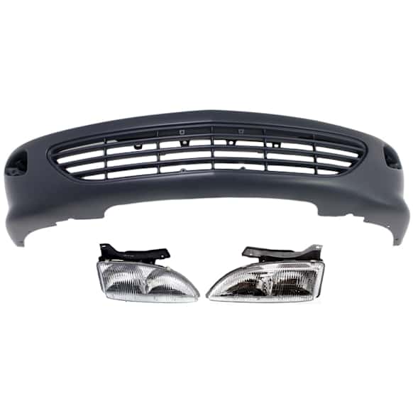 3-Piece Kit, Front Primed Bumper Cover, Includes (1) Bumper Cover and (2) Headlight