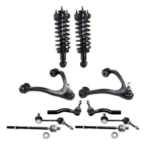 10-Piece Kit Front, Driver and Passenger Side Fully Loaded Strut, Includes (2) Control Arm, (4) Tie Rod End, (2) Sway Bar Link and (2) Shock Absorber and Strut Assembly