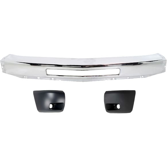 2010 Chevrolet Silverado 1500 - 3-Piece Kit Front Bumper, Chrome, Includes (1) Bumper and (2) Bumper End