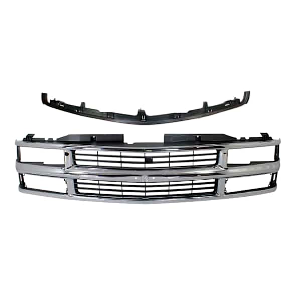 2000 Chevrolet Tahoe - 2-Piece Kit Grille, Chrome Shell with Painted Black Insert, For Models With Composite Headlights,  Includes (1) Bumper Filler and (1) Grille