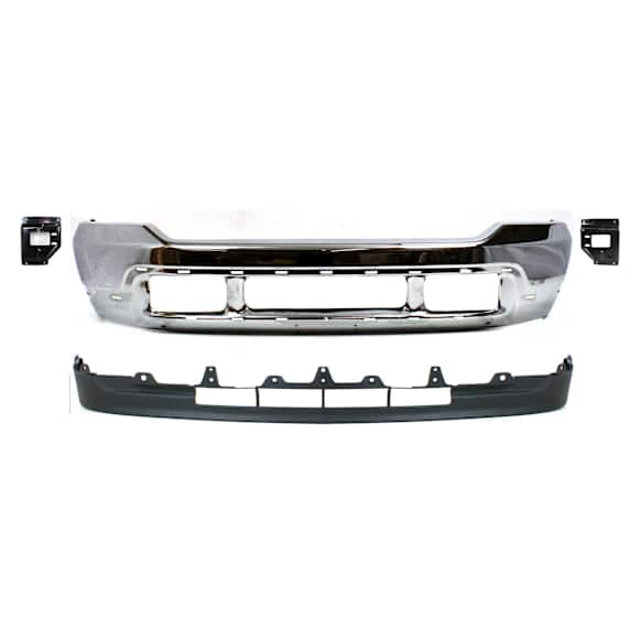 2002 Ford Excursion - 4-Piece Kit Front Bumper, Chrome, Sport Utility, Includes (1) Bumper, (2) Bumper Bracket, and (1) Valance