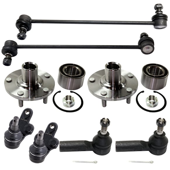 8-Piece Kit Front, Driver and Passenger Side Suspension Kit, Includes (2) Ball Joint, (2) Sway Bar Link, (2) Tie Rod End, and (2) Wheel Hub