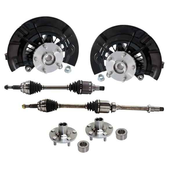 8-Piece Kit Front, Driver and Passenger Side Loaded Knuckle, Includes (2) Axle Assembly, (2) Knuckle, (2) Wheel Bearing, and (2) Wheel Hub