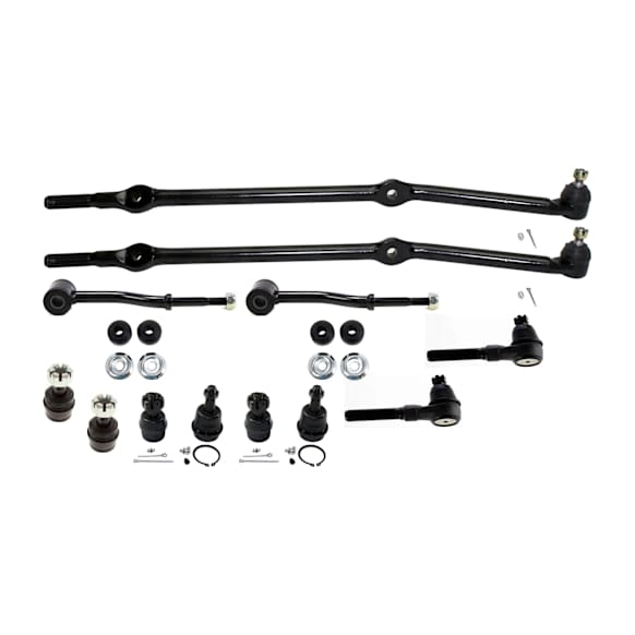 11-Piece Kit Track Bar - Direct Fit, 11-Piece Kit Includes (4) Ball Joint, (2) Sway Bar Link, (4) Tie Rod End, and (1) Track Bar