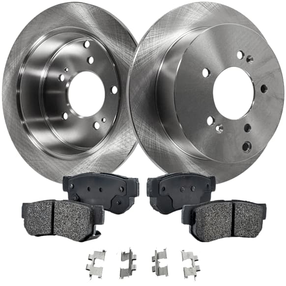 2-Wheel Set Rear Brake Disc and Pad Kit, Plain Surface 5 Lugs 283.72 mm Ceramic Pro-Line Series, Includes (1) Brake Pad Set and (2) Brake Disc