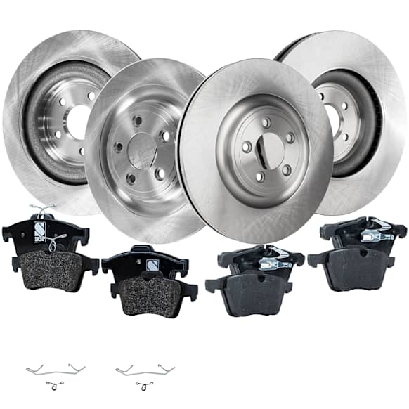 4-Wheel Set Front and Rear Brake Disc and Pad Kit, Plain Surface 5 Lugs Front-354.7 mm/Rear-325.88 mm Organic Pro-Line Series, Includes (4) Disc and (2) Pad Set