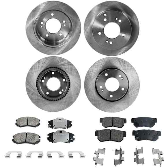 4-Wheel Set Front and Rear Brake Disc and Pad Kit, Plain Surface 5 Lugs Front-279.91 mm/Rear-261.87 mm Ceramic Pro-Line Series, Includes (4) Disc and (2) Pad Set