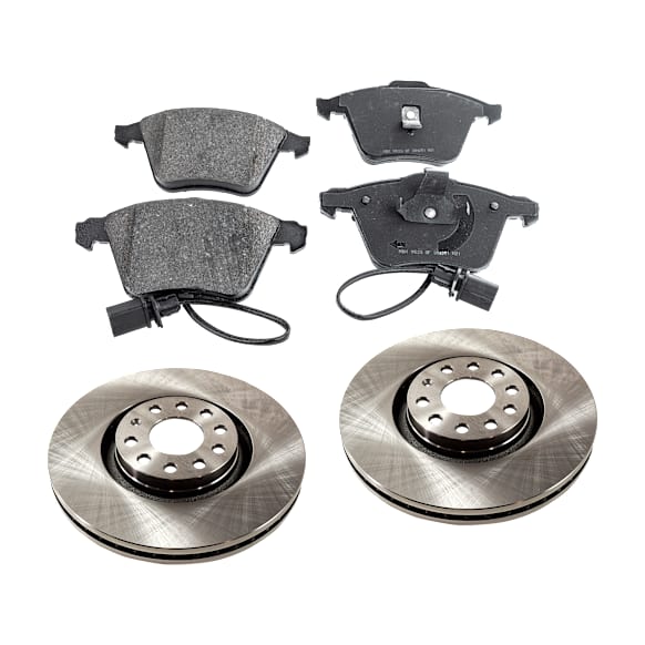 2-Wheel Set Front Brake Disc and Pad Kit, Plain Surface 5 Lugs 320.04 mm Ceramic Pro-Line Series, Includes (1) Brake Pad Set and (2) Brake Disc
