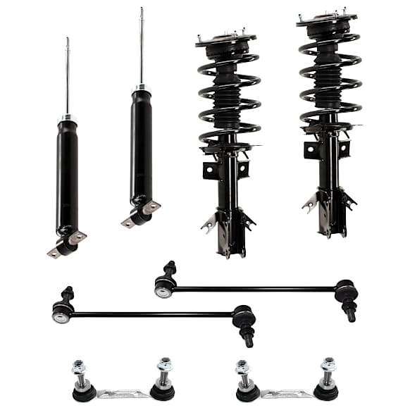 8-Piece Kit Front and Rear, Driver and Passenger Side Shock and Fully Loaded Strut, FWD, Includes (2) Loaded Strut, (2) Shock, and (4) Sway Bar Link