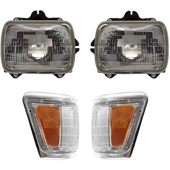 1994 Toyota Pickup - 4-Piece Kit Driver and Passenger Side Halogen Headlight, With bulb(s), For Models With NAL Brand Lamps Model, OE Replacement, Includes (2) Headlight and (2) Corner Light