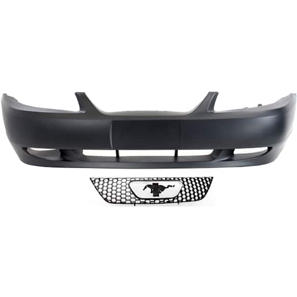 2003 Ford Mustang - 2-Piece Kit Front Primed Bumper Cover, Coupe, Includes (1) Bumper Cover and (1) Grille