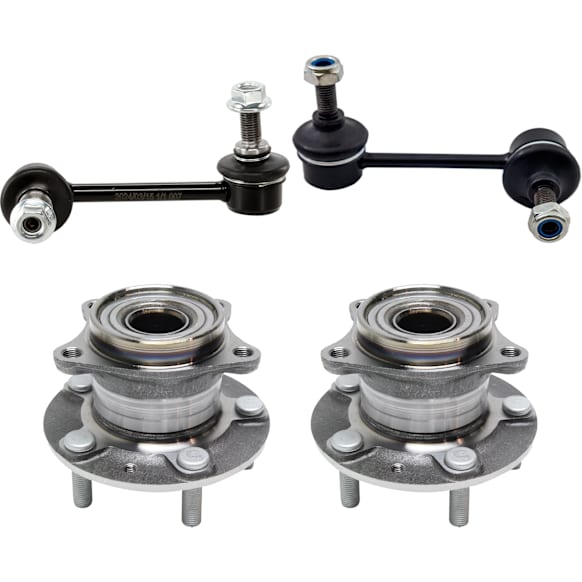 2-Wheel Set Rear, Driver and Passenger Side Wheel Hub, 5 Lugs, With Bearing, AWD, Includes (2) Sway Bar Link and (2) Wheel Hub