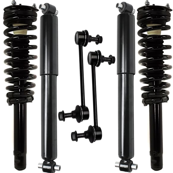 6-Piece Kit Shock and Fully Loaded Strut, Includes (2) Loaded Strut, (2) Shock, and (2) Sway Bar Link