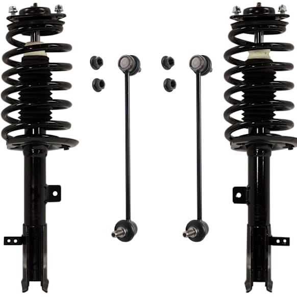 4-Piece Kit Front, Driver and Passenger Side Fully Loaded Strut, Includes (2) Sway Bar Link and (2) Shock Absorber and Strut Assembly