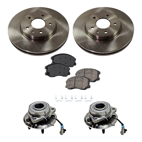 2-Wheel Set Wheel Hub, 5 Lugs, With Bearing, Includes (1) Brake Pad Set, (2) Wheel Hub and (2) Brake Disc