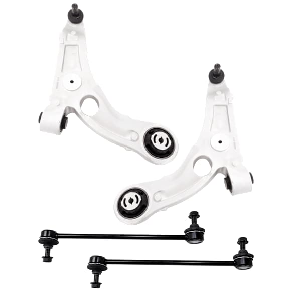 4-Piece Kit Front, Driver and Passenger Side, Lower Control Arms, Includes (2) Control Arm and (2) Sway Bar Link