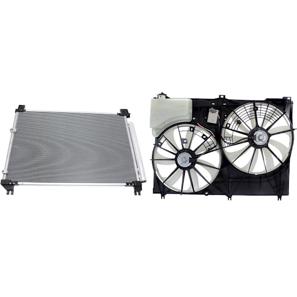 2019 Toyota Highlander - 2-Piece Kit Radiator Fan 2.7L 4Cyl, Dual fan,  Includes (1) A/C Condenser and (1) Radiator Fan