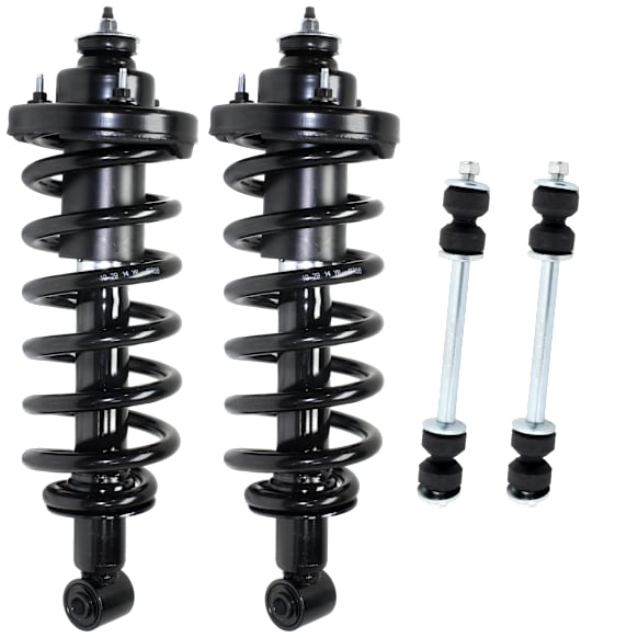 4-Piece Kit Rear, Driver and Passenger Side Fully Loaded Strut, Includes (2) Sway Bar Link and (2) Shock Absorber and Strut Assembly