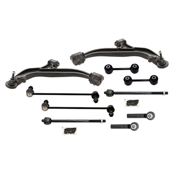 2002 Dodge Grand Caravan - 10-Piece Kit Front, Driver and Passenger Side, Lower Control Arm, Link Only, 3.3L 6Cyl, FWD, With ball joint(s), Includes (2) Control Arm, (4) Sway Bar Link, and (4) Tie Rod End
