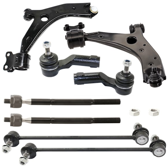 8-Piece Kit Control Arm Includes (2) Control Arm, (2) Sway Bar Link, and (4) Tie Rod End