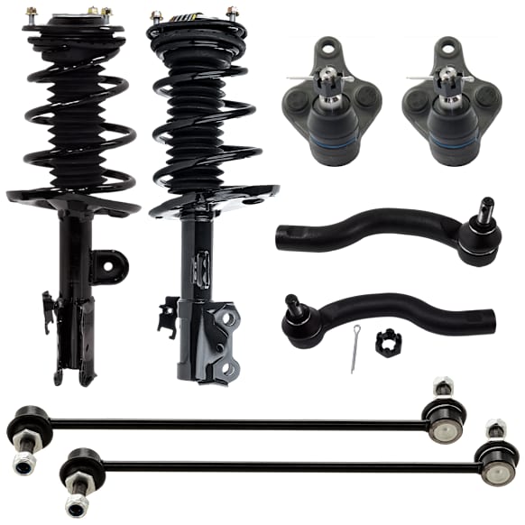 8-Piece Kit Fully Loaded Struts, Includes (2) Ball Joint, (2) Loaded Strut, (2) Sway Bar Link, and (2) Tie Rod End