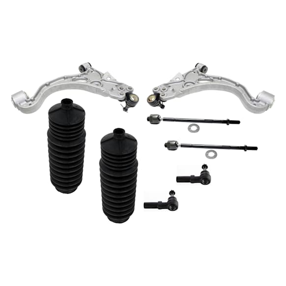 8-Piece Kit Control Arm Includes (2) Control Arm, (2) Steering Rack Boot, and (4) Tie Rod End