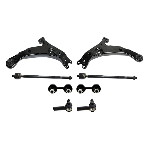 8-Piece Kit Control Arm, Includes (2) Control Arm, (2) Sway Bar Link, and (4) Tie Rod End