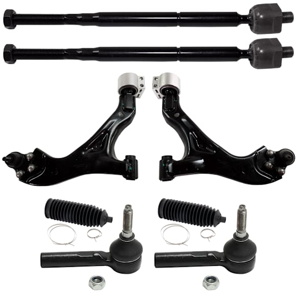 8-Piece Kit Control Arm Includes (2) Control Arm, (2) Steering Rack Boot, and (4) Tie Rod End