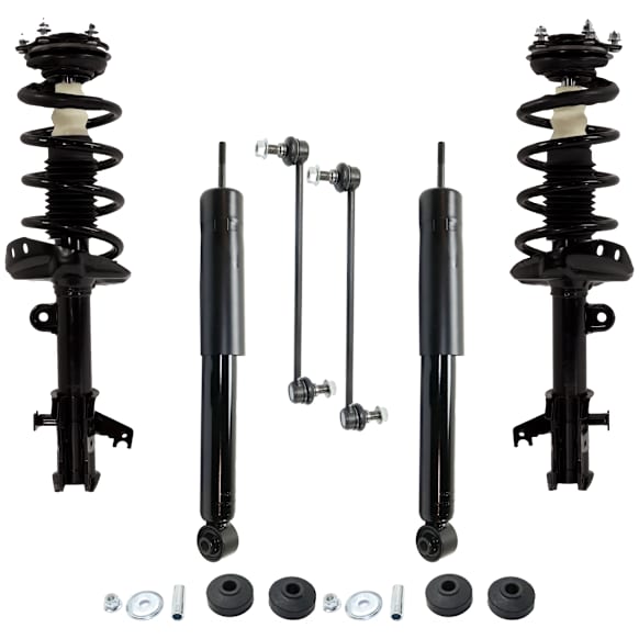 6-Piece Kit Front and Rear, Driver and Passenger Side Shock and Fully Loaded Strut, Includes (2) Sway Bar Link and (4) Shock Absorber and Strut Assembly