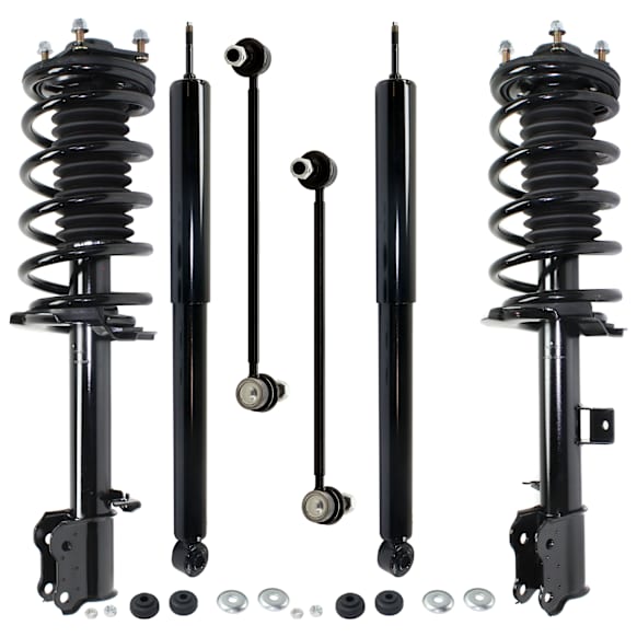 6-Piece Kit Front and Rear, Driver and Passenger Side Shock and Fully Loaded Strut, Includes (2) Sway Bar Link and (4) Shock Absorber and Strut Assembly