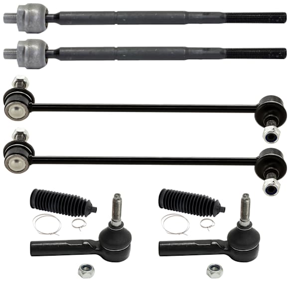 8-Piece Kit Front, Driver and Passenger Side, Inner and Outer Sway Bar Link, Includes (2) Steering Rack Boot, (2) Sway Bar Link, and (4) Tie Rod End