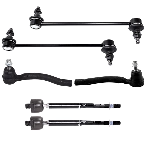 6-Piece Kit Front, Driver and Passenger Side, Inner and Outer Sway Bar Link, Includes (2) Sway Bar Link and (4) Tie Rod End